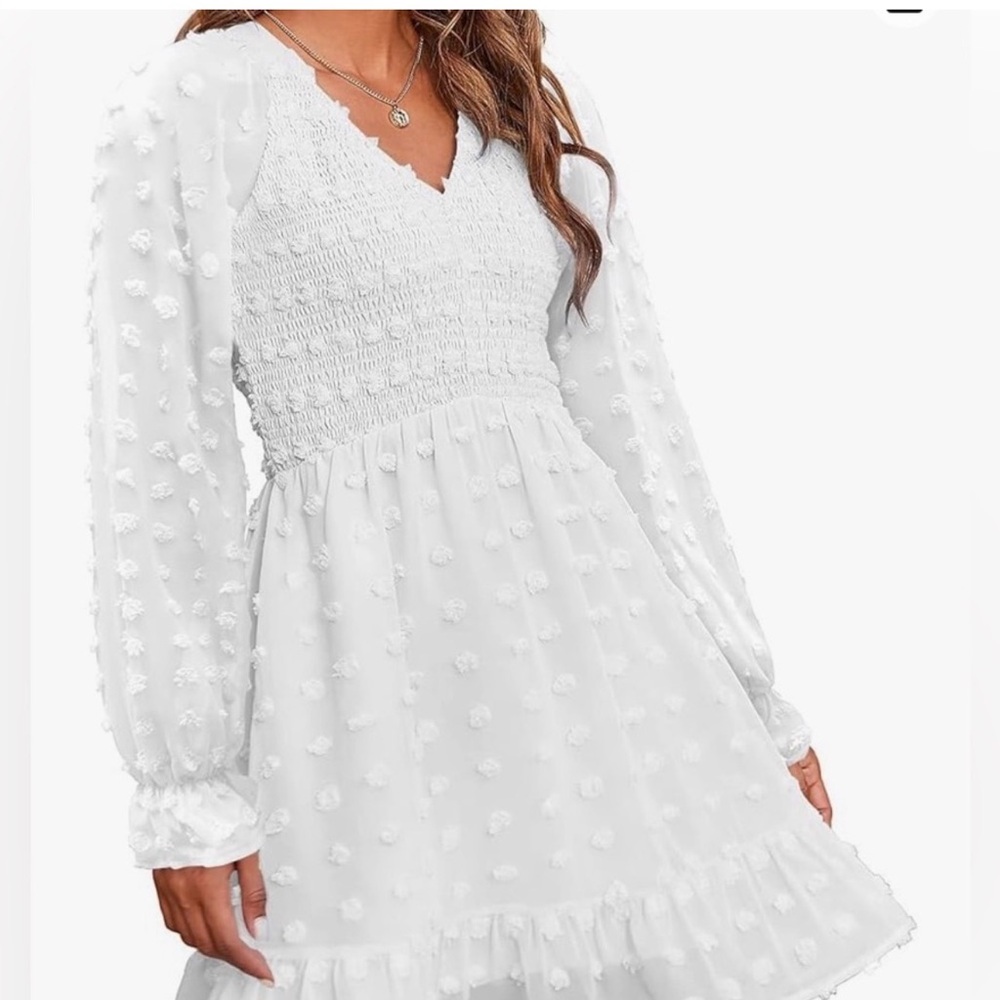 Elegant White Textured Midi Dress